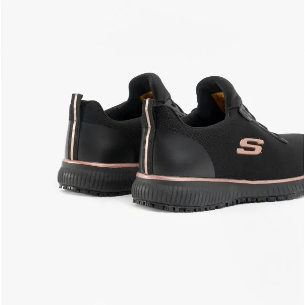 Skechers Work 77222EC/BKRG SQUAD SR Womens Occupational Trainers Black/Rose Gold