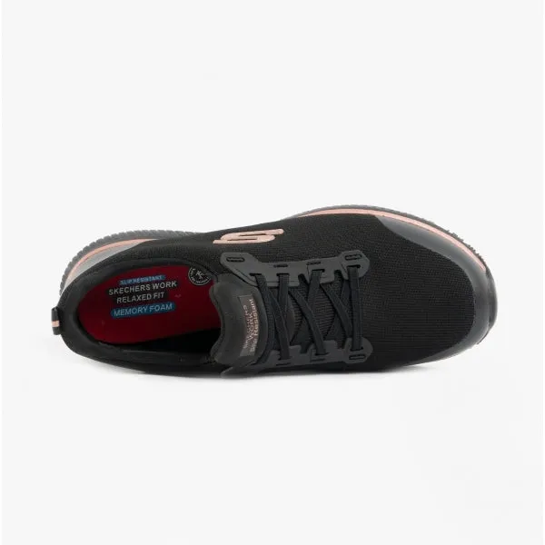 Skechers Work 77222EC/BKRG SQUAD SR Womens Occupational Trainers Black/Rose Gold