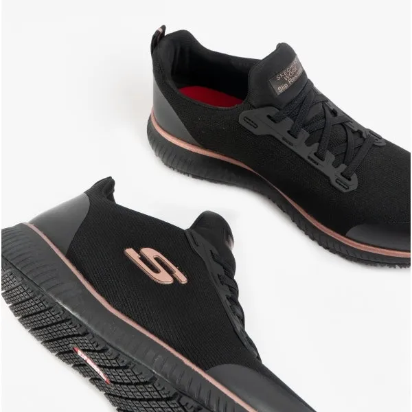 Skechers Work 77222EC/BKRG SQUAD SR Womens Occupational Trainers Black/Rose Gold