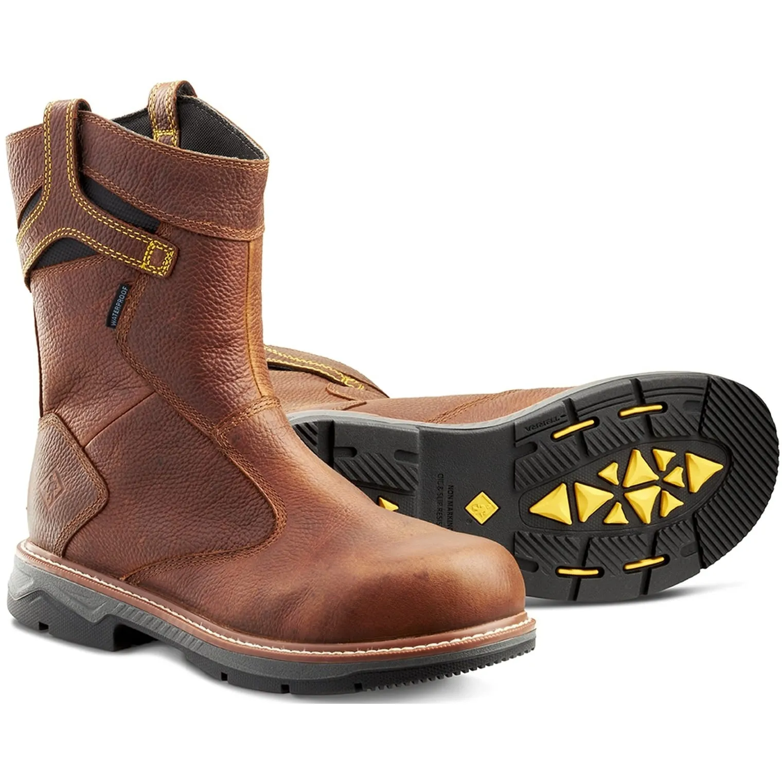Terra Men's Patton Alloy Toe Waterproof Pull-On Safety Work Boot -Brown- 4TCBBN