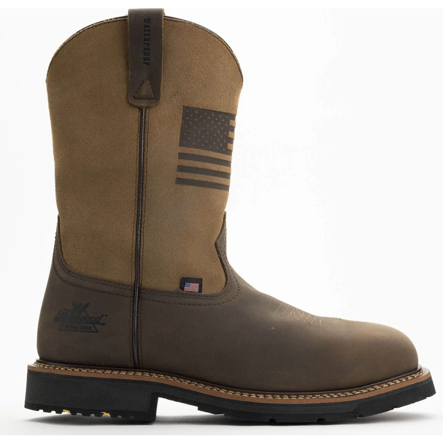 Thorogood Men's Western 11" Safety Toe Waterproof Slip Resistant Work Boot -Tan- 804-4338
