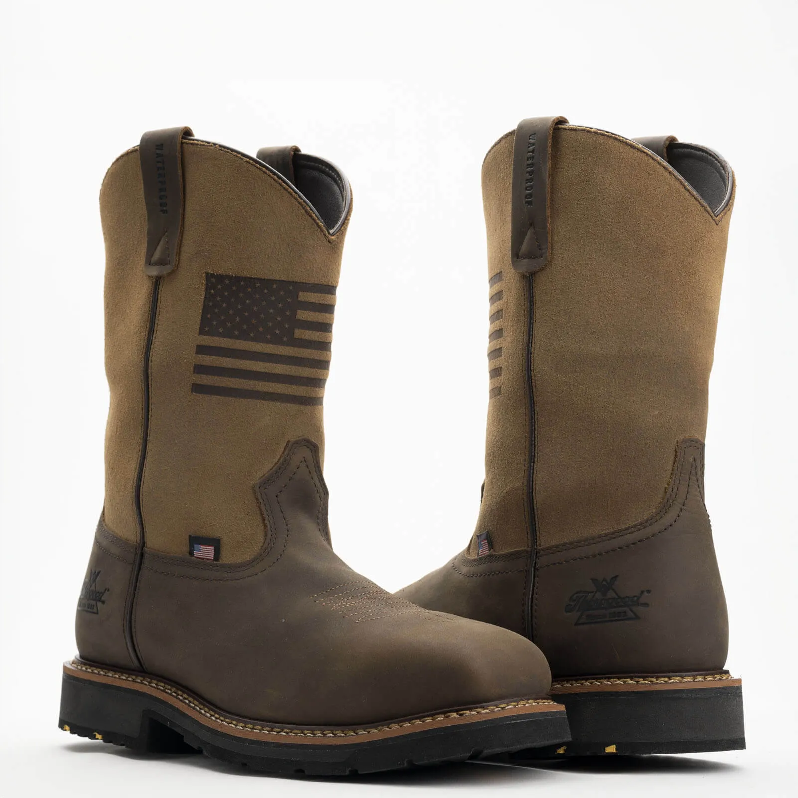 Thorogood Men's Western 11" Safety Toe Waterproof Slip Resistant Work Boot -Tan- 804-4338