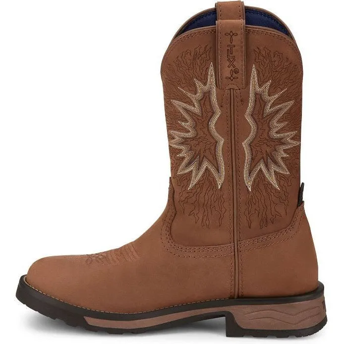 Tony Lama Men's Boom 11" Round Toe Pull On Waterproof Western Work Boot -Brown- TW3414