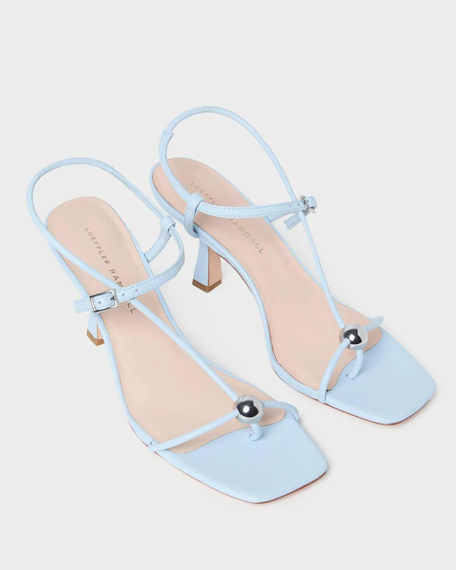 Triana Blue Leather Mid-Heel Sandal -LOEFFLER RANDALL