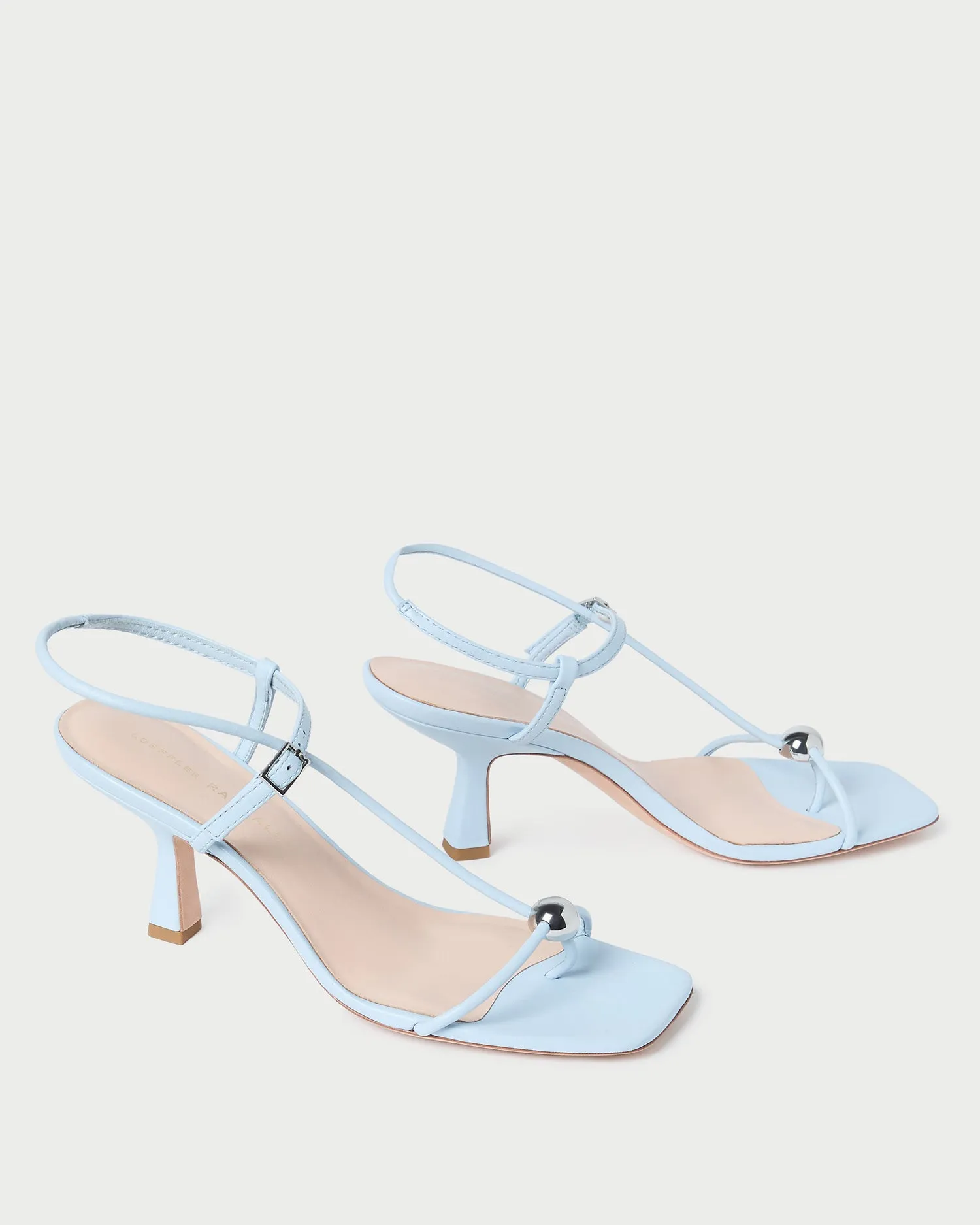 Triana Blue Leather Mid-Heel Sandal -LOEFFLER RANDALL