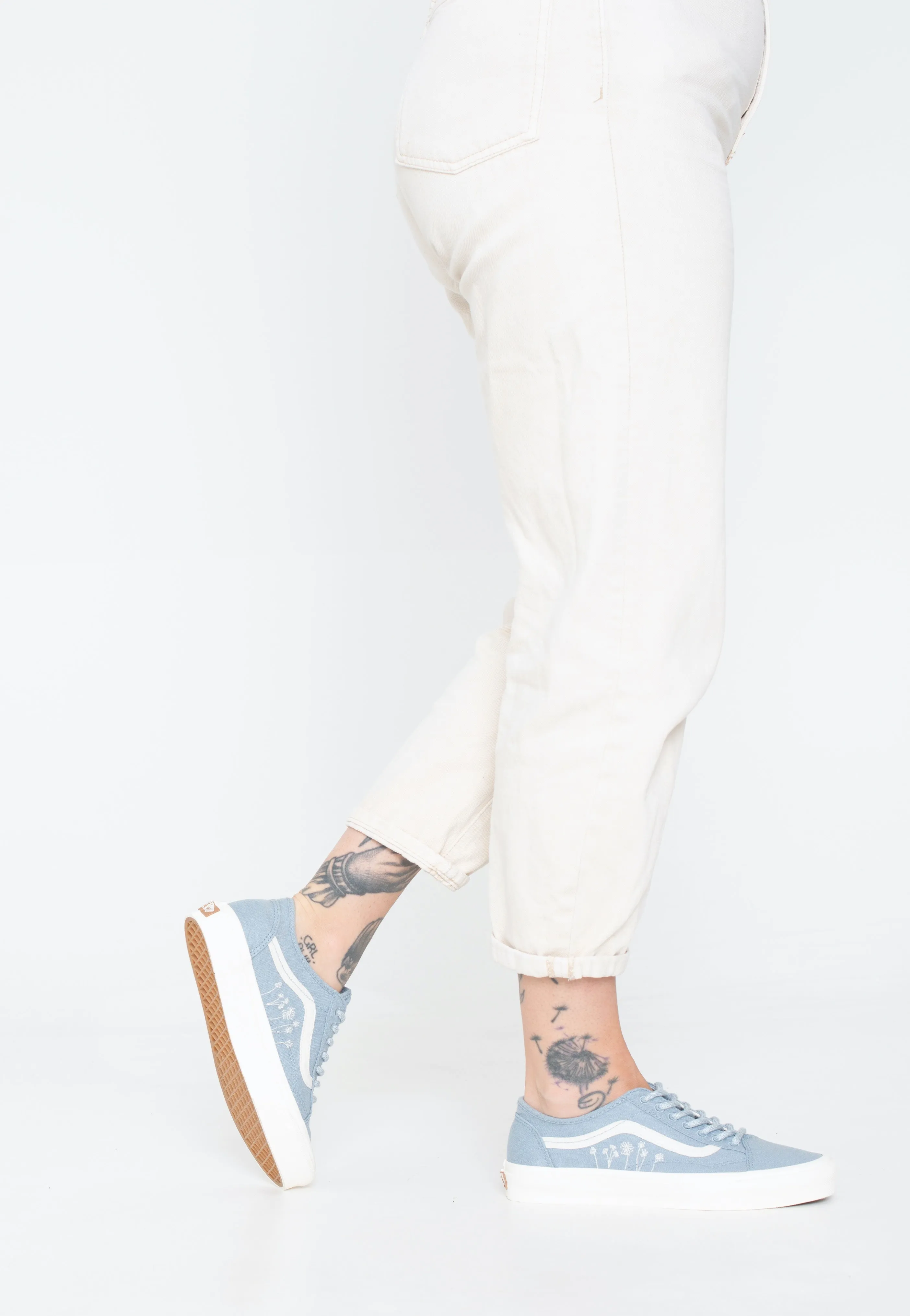 Vans - Old Skool Tapered Eco Theory Embroidered Flowers Ashley Blue - Girl Shoes