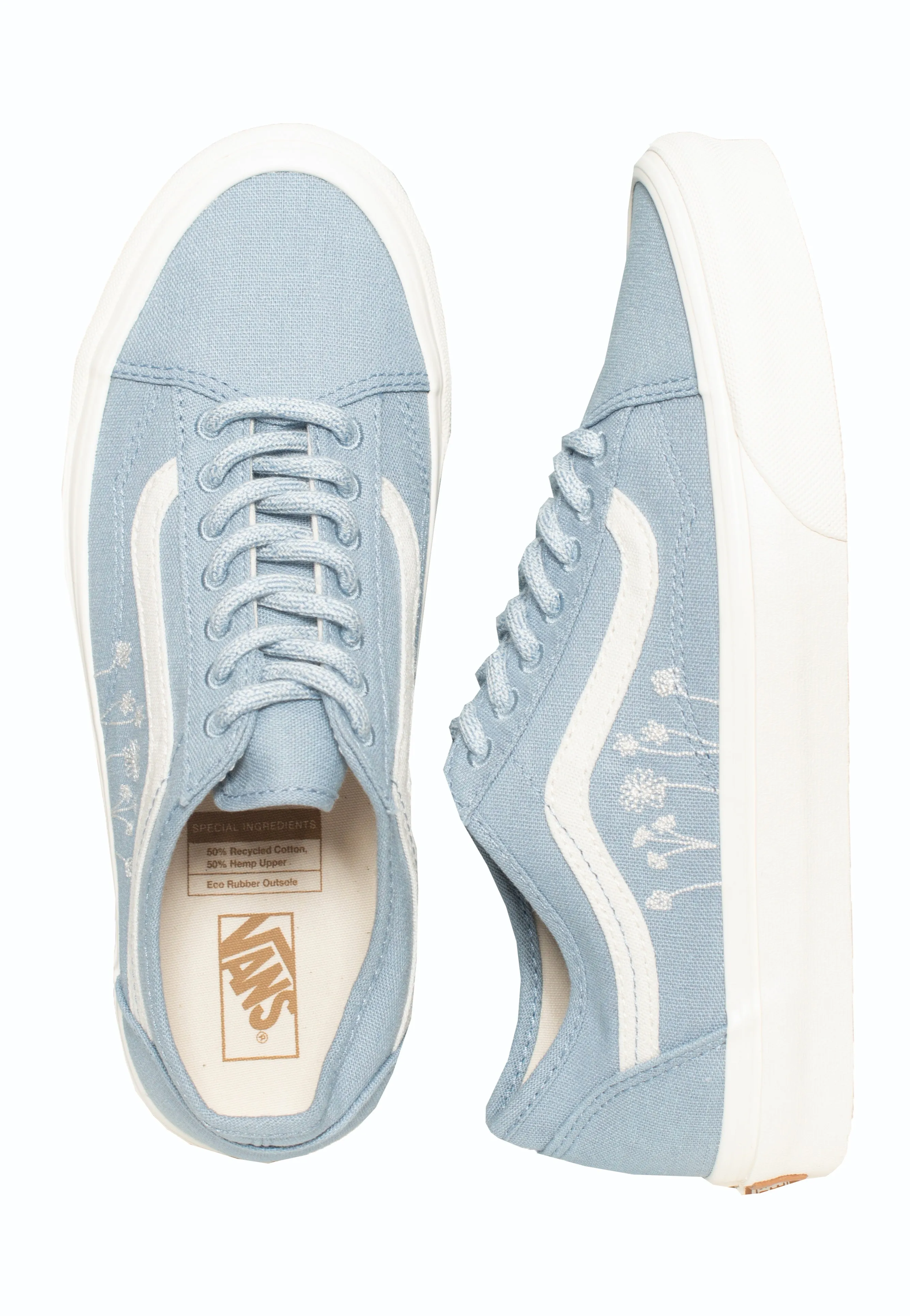 Vans - Old Skool Tapered Eco Theory Embroidered Flowers Ashley Blue - Girl Shoes