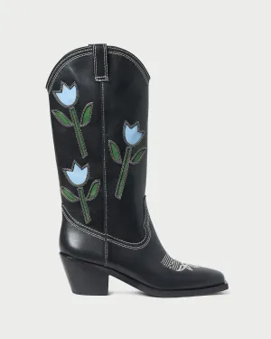 Wilder Black Tulip Leather Boot -LOEFFLER RANDALL