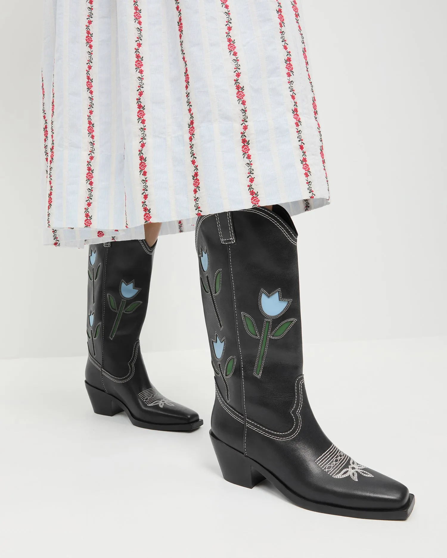 Wilder Black Tulip Leather Boot -LOEFFLER RANDALL