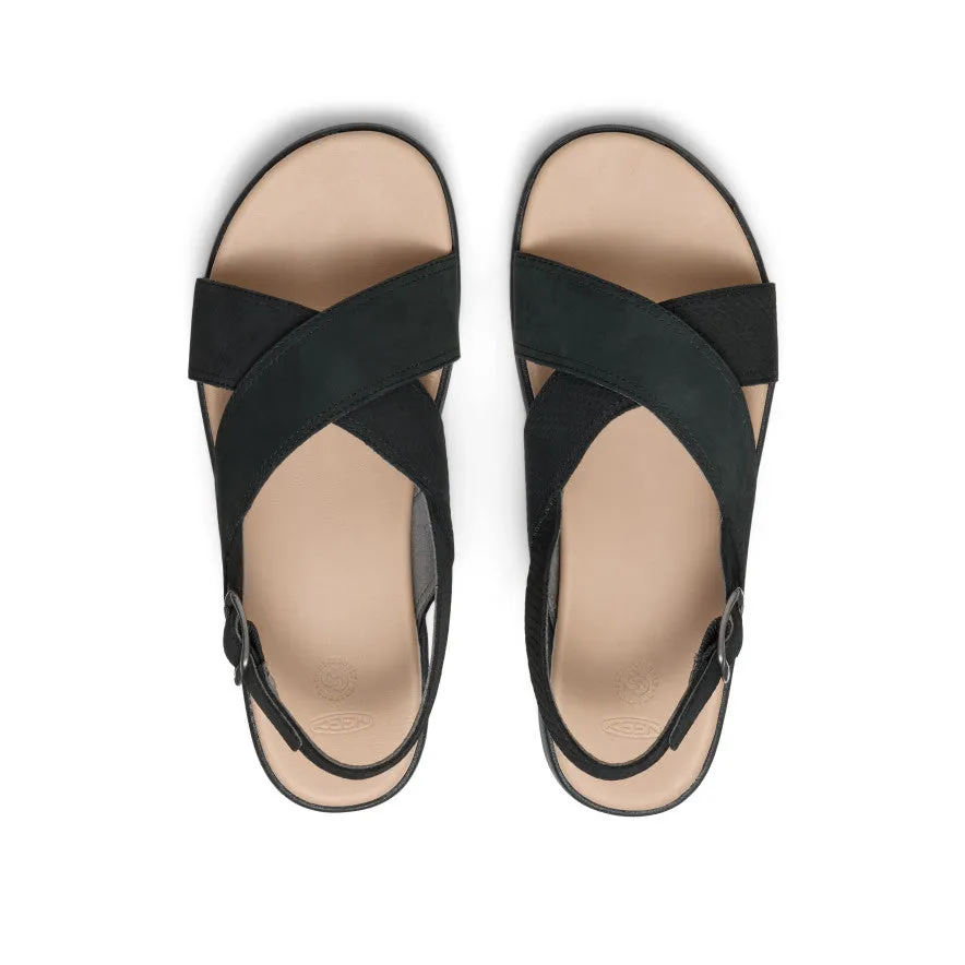 Women's Elle Luxe Cross Strap Sandal  |  Black/Black KEEN
