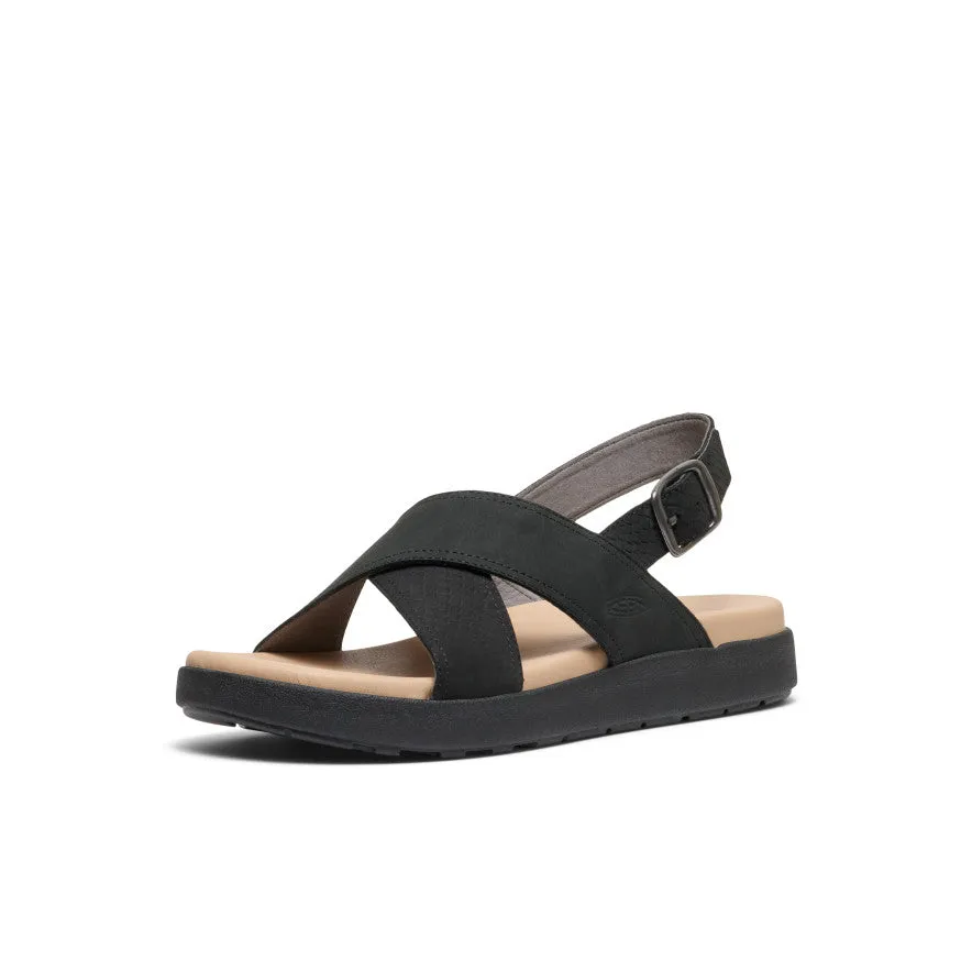 Women's Elle Luxe Cross Strap Sandal  |  Black/Black KEEN