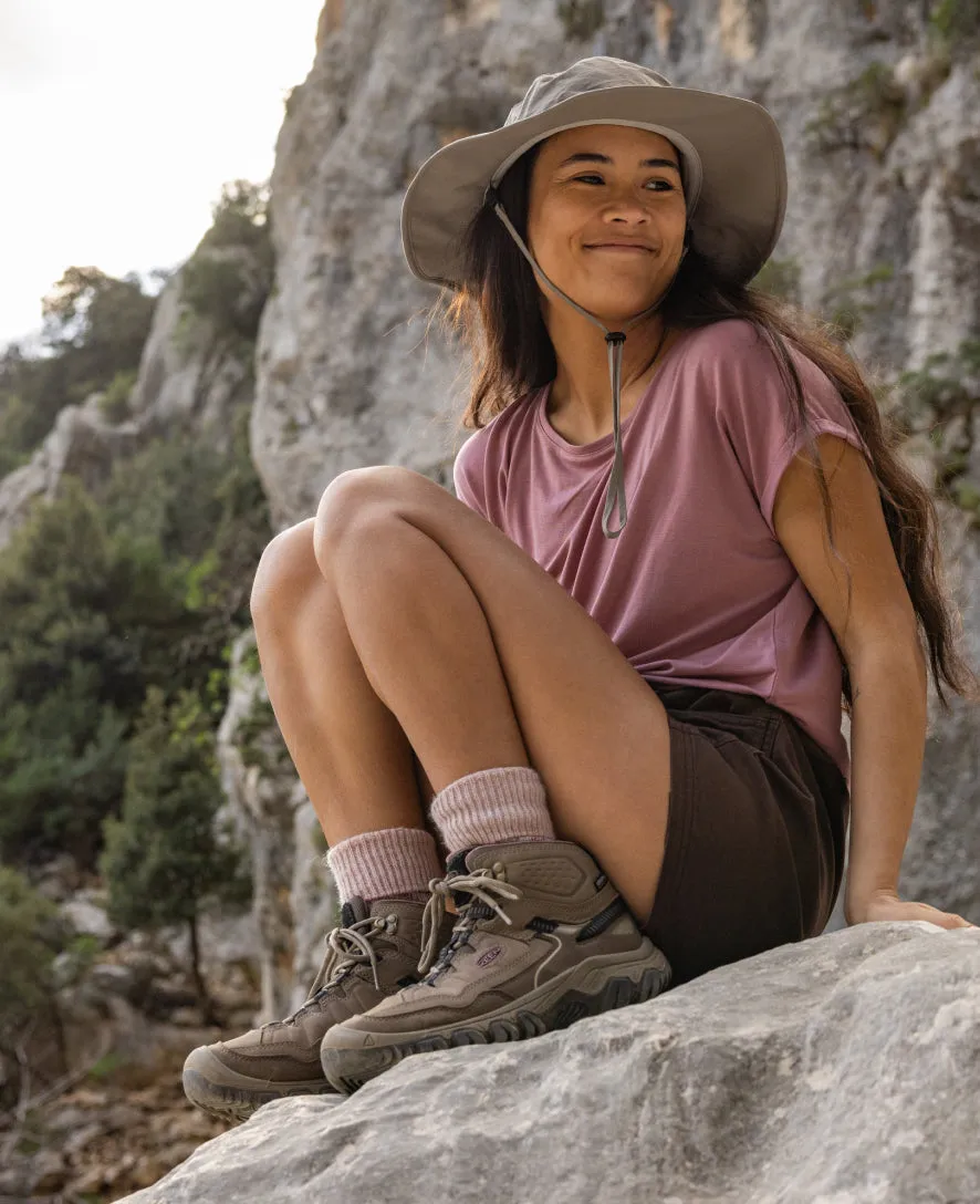 Women's Targhee IV Wide Waterproof Hiking Boot  |  Brindle/Nostalgia Rose KEEN