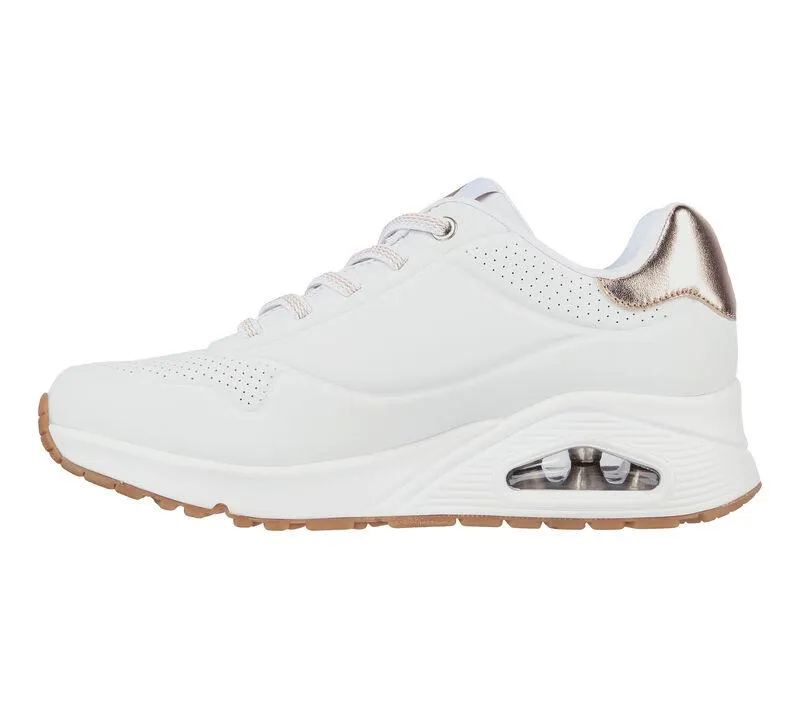 Women's Wide Fit Skechers 155196 Uno Shimmer Away Trainers